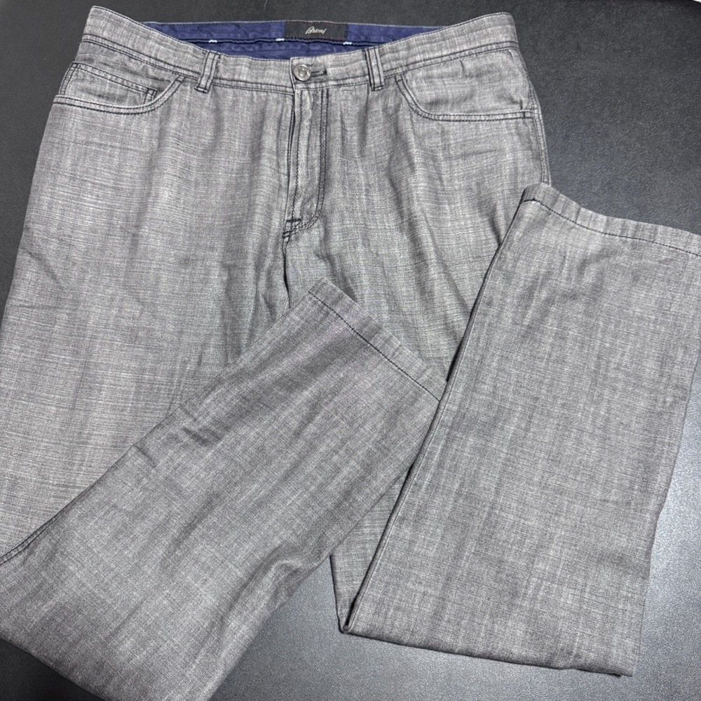 Brioni Trousers Mens 38 Gray Textured Flat Front Luxury Italian Pants